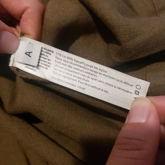 Eileen Fisher Linen Tencel Blend Short Sleeve Pocket Dress Medium Brown Zip - Picture 6 of 14